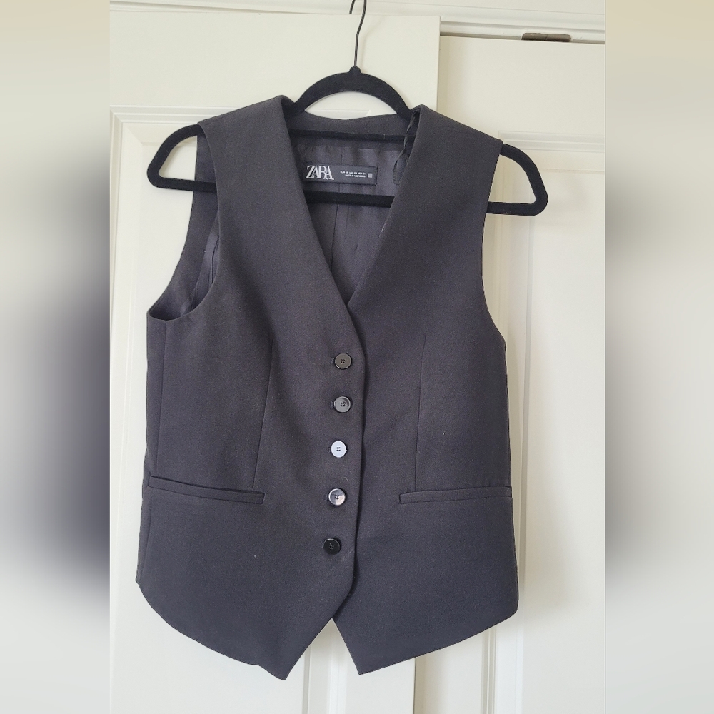 Zara Charcoal Buttoned Waistcoat